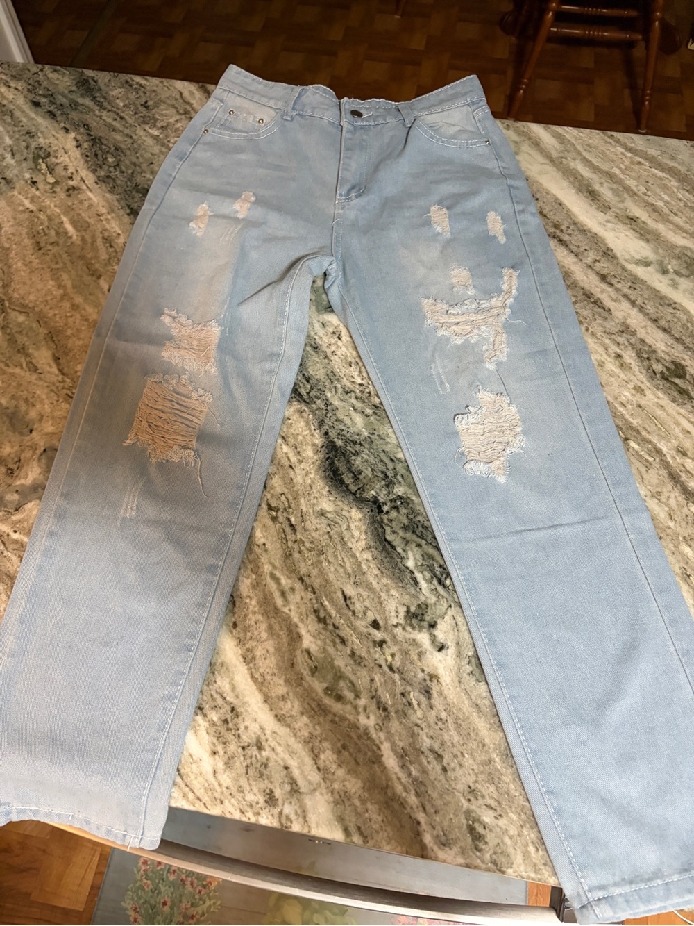Judy Blue Light Blue Distressed Straight Leg Jeans